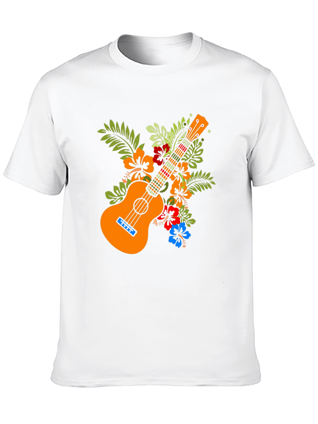 Ukulele Floral Graphic Tee - Hawaiian Style