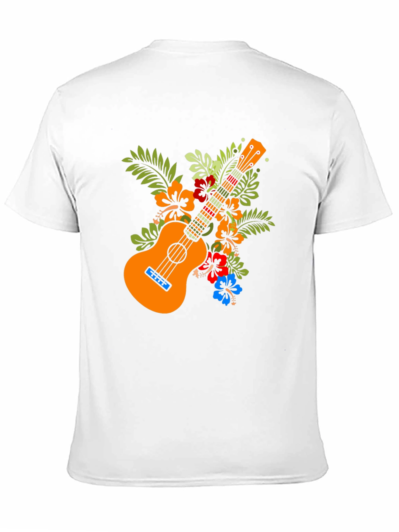 Ukulele Floral Graphic Tee - Hawaiian Style