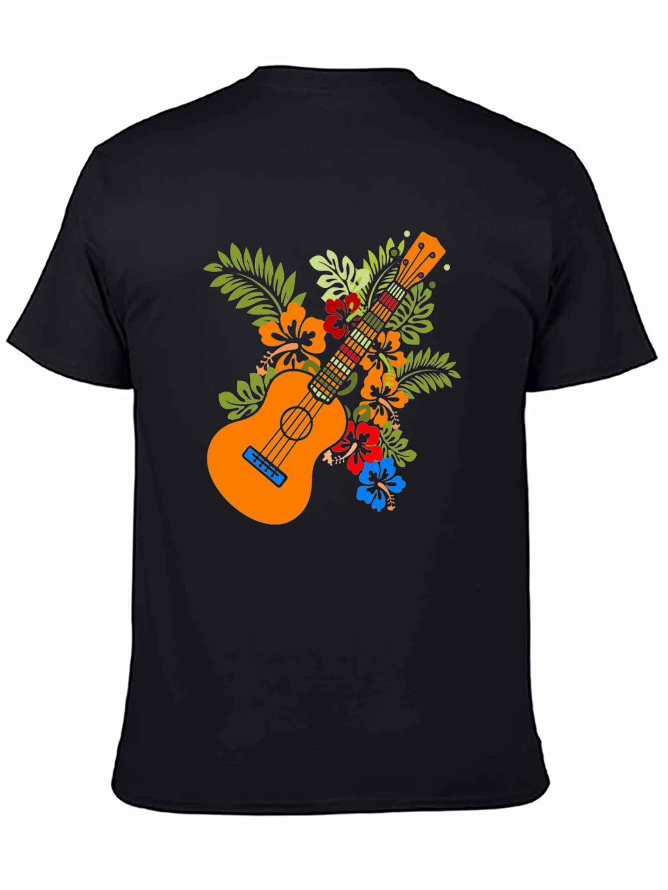 Ukulele Floral Graphic Tee - Hawaiian Style