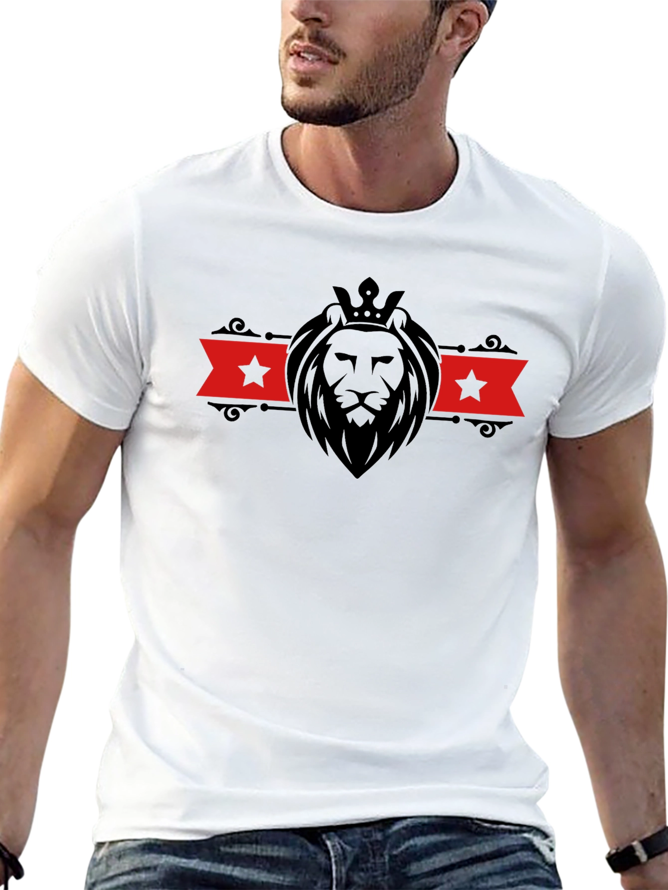 Lion Crown Graphic Tee - Stylish Mens Black T-Shirt