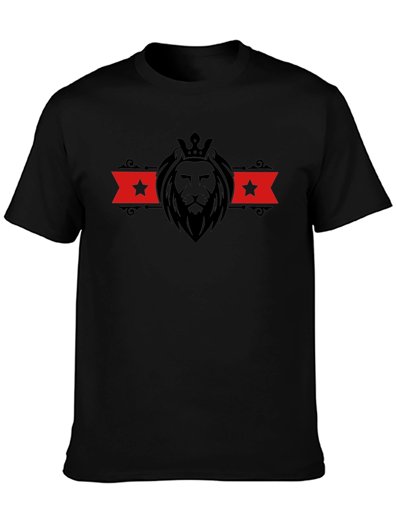 Lion Crown Graphic Tee - Stylish Mens Black T-Shirt