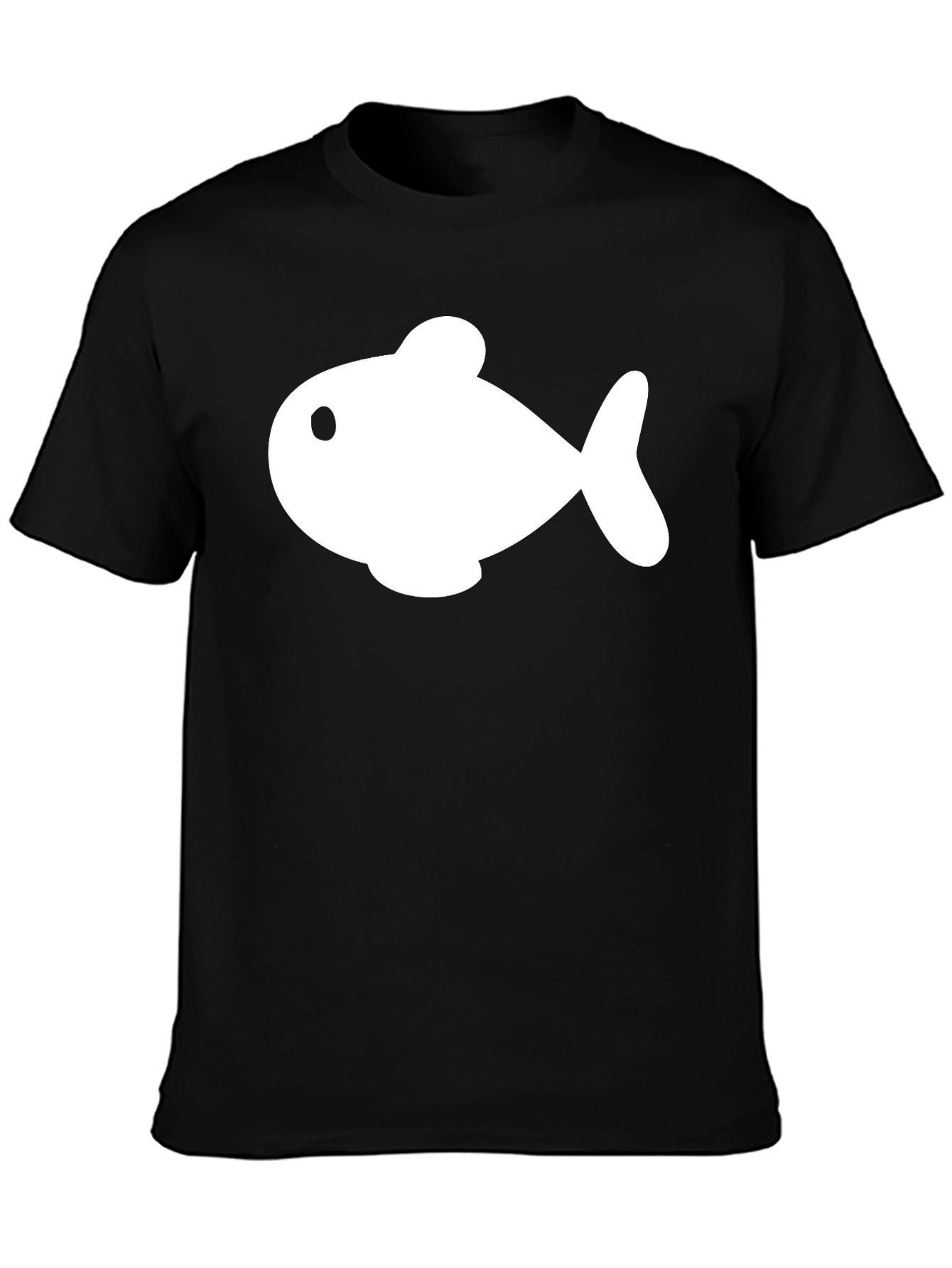 Cartoon Fish Graphic Tee - Black Cotton Blend
