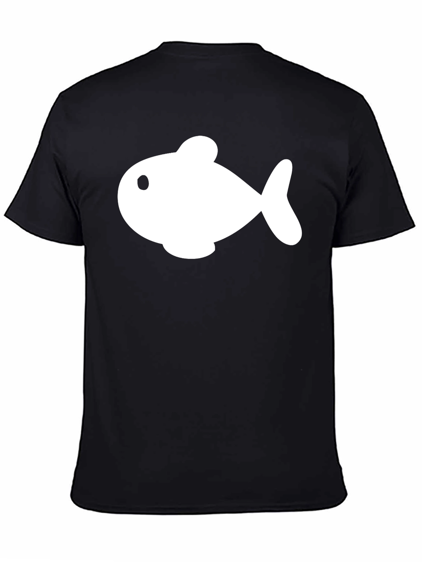 Cartoon Fish Graphic Tee - Black Cotton Blend