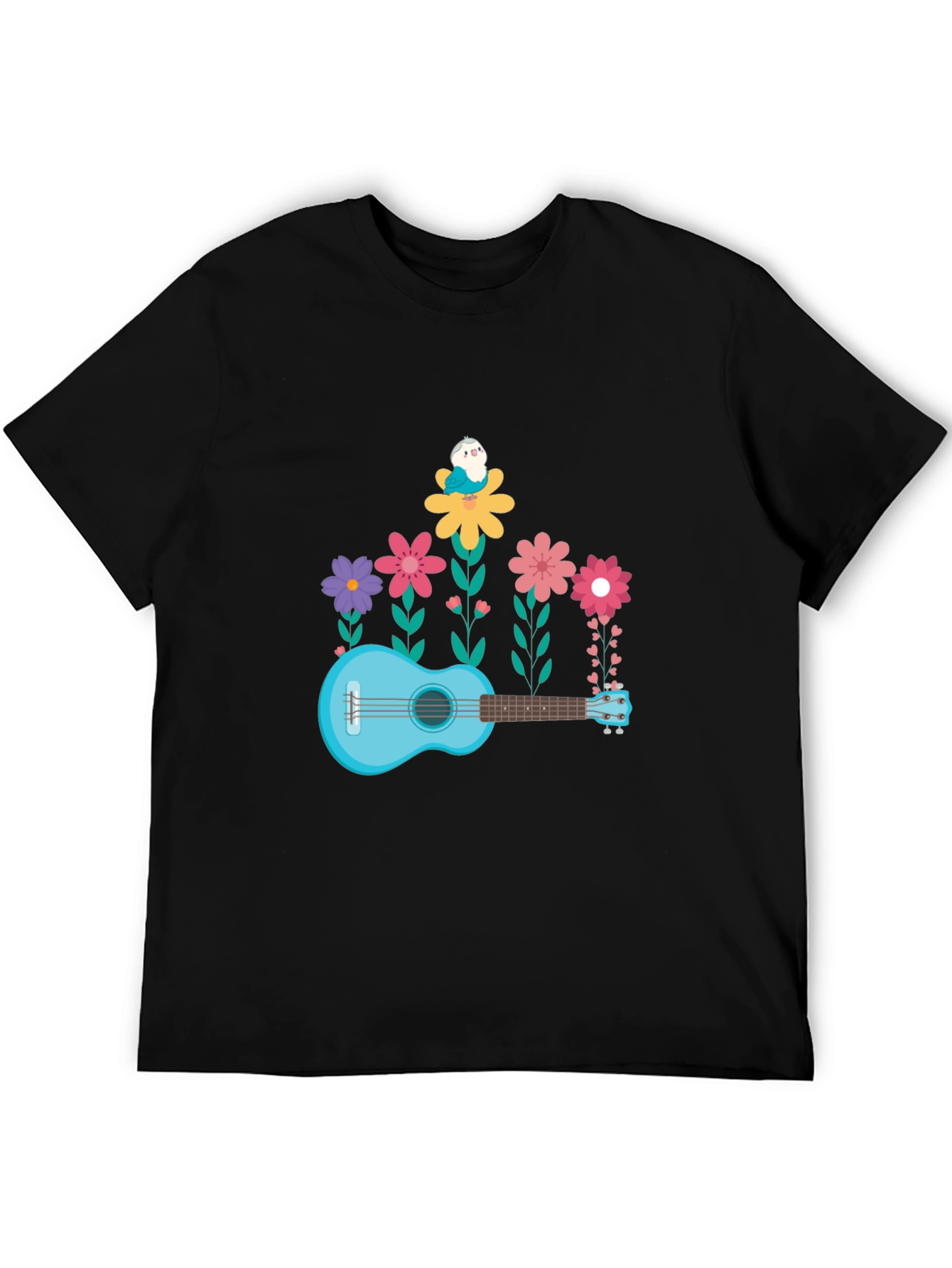 Floral Ukulele T-Shirt - Musical Garden Design