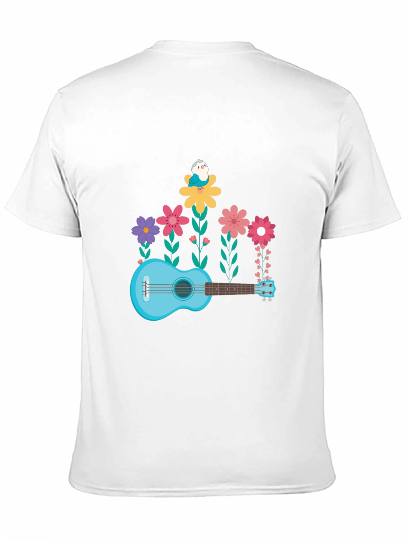 Floral Ukulele T-Shirt - Musical Garden Design