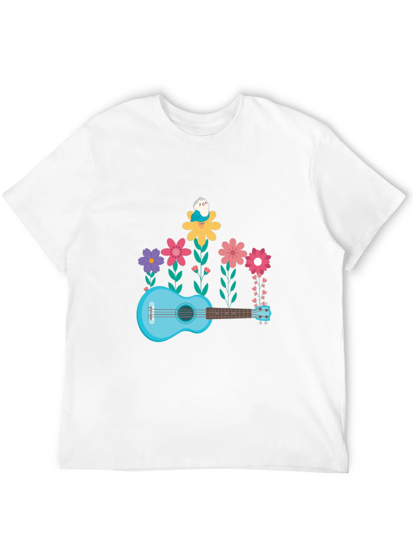Floral Ukulele T-Shirt - Musical Garden Design
