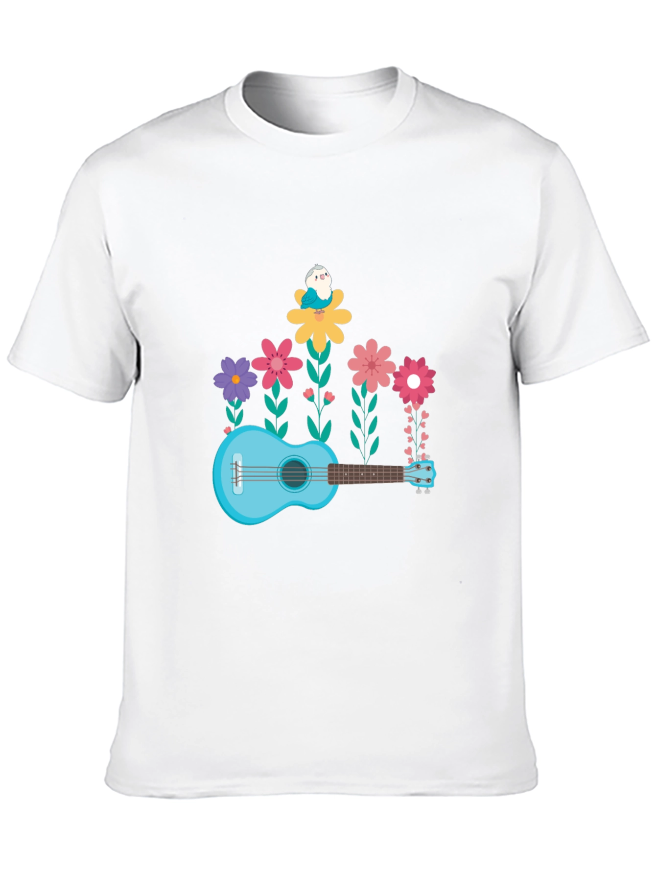 Floral Ukulele T-Shirt - Musical Garden Design