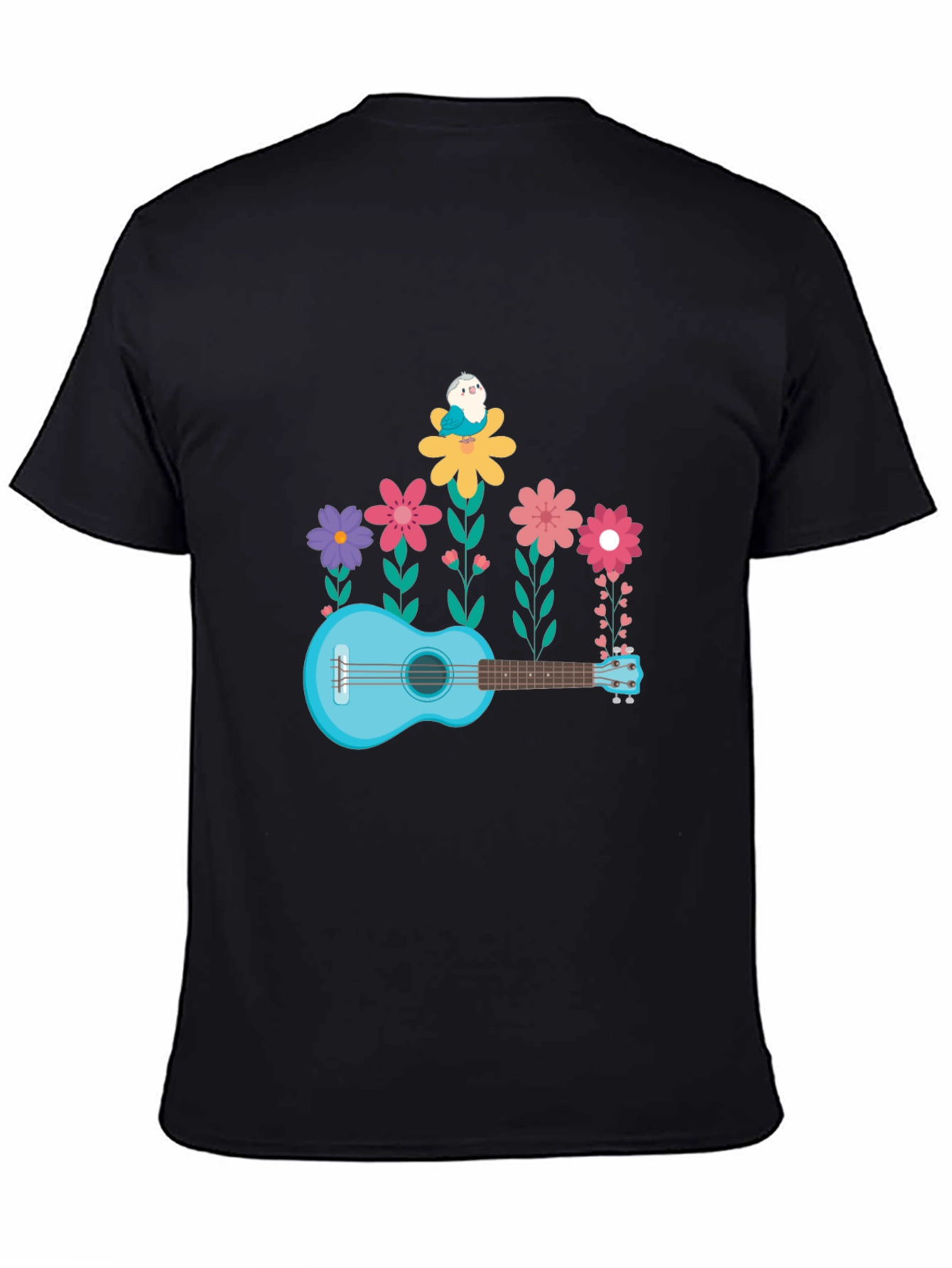 Floral Ukulele T-Shirt - Musical Garden Design