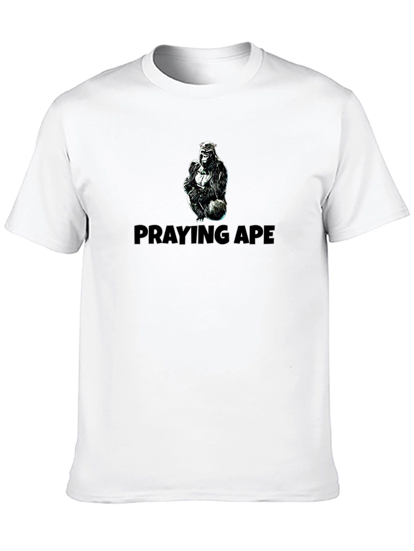 Praying Ape Graphic Tee - Black Cotton Blend