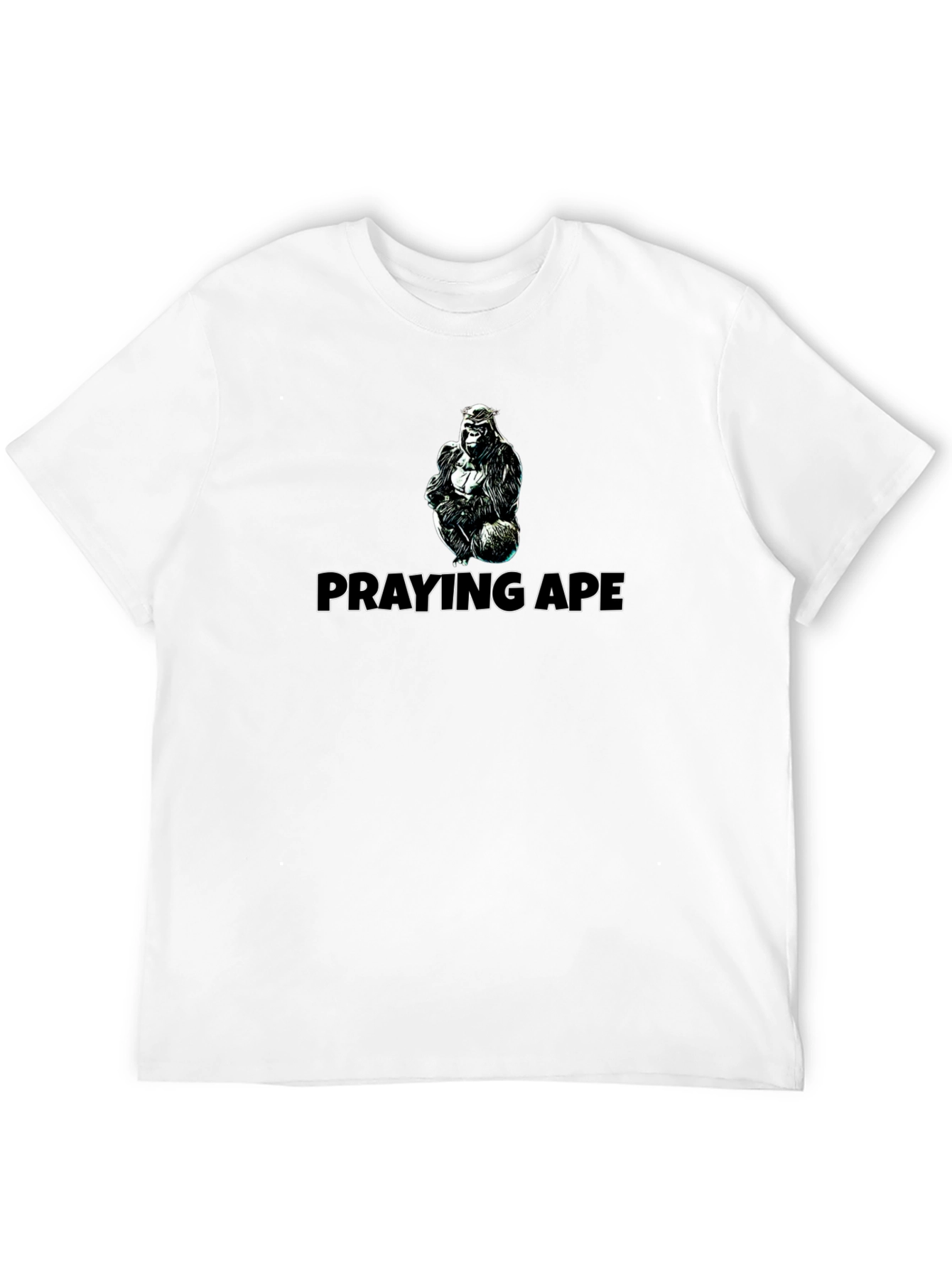 Praying Ape Graphic Tee - Black Cotton Blend