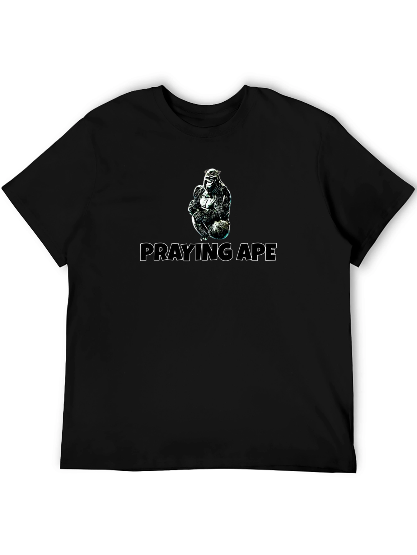 Praying Ape Graphic Tee - Black Cotton Blend