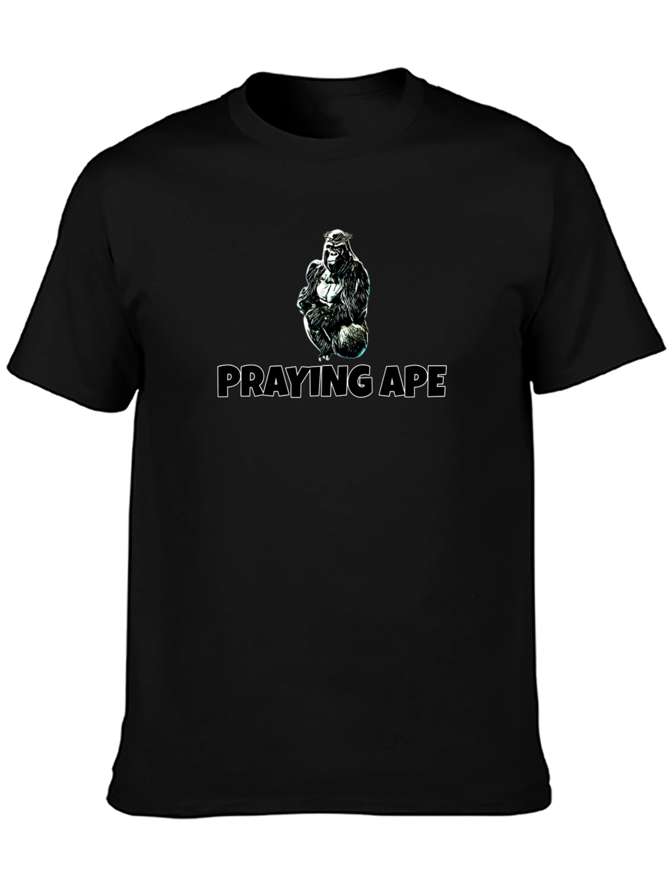 Praying Ape Graphic Tee - Black Cotton Blend