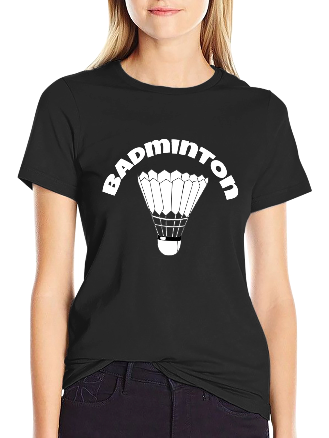 Badminton Shuttlecock Graphic Tee - Black
