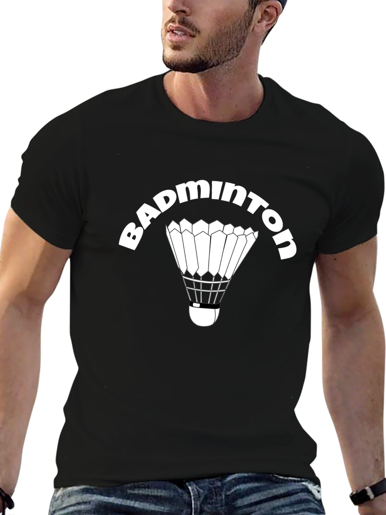 Badminton Shuttlecock Graphic Tee - Black