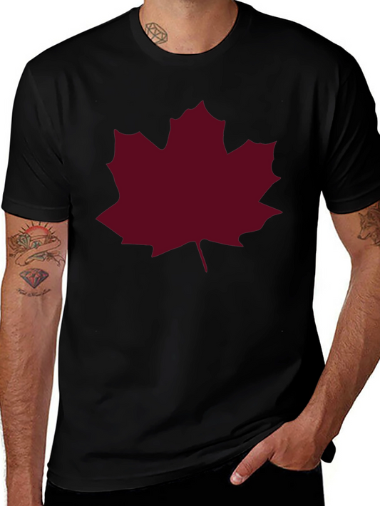 Maple Leaf Graphic Tee - Black Casual T-Shirt