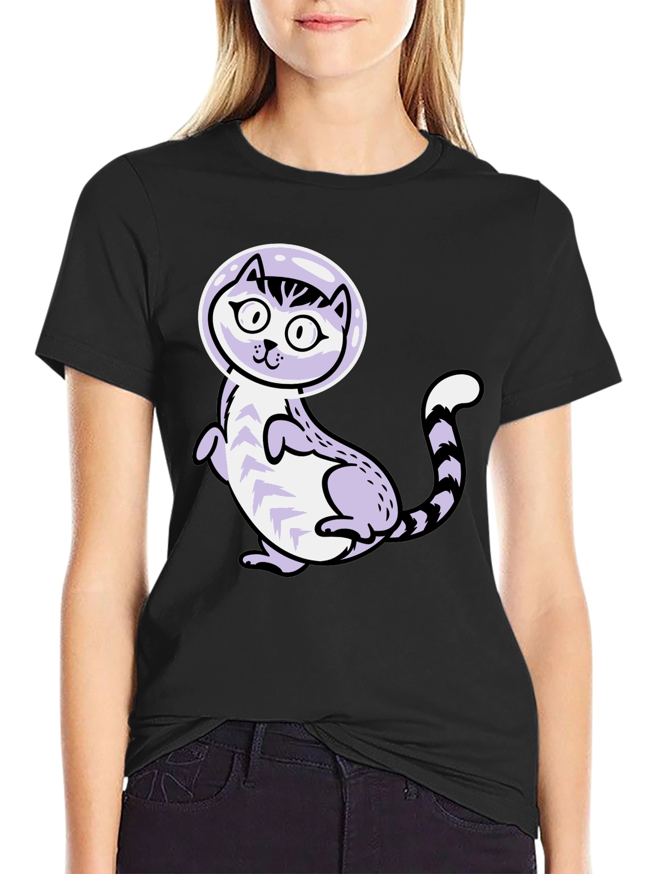 Cool Cat Astronaut Graphic T-Shirt