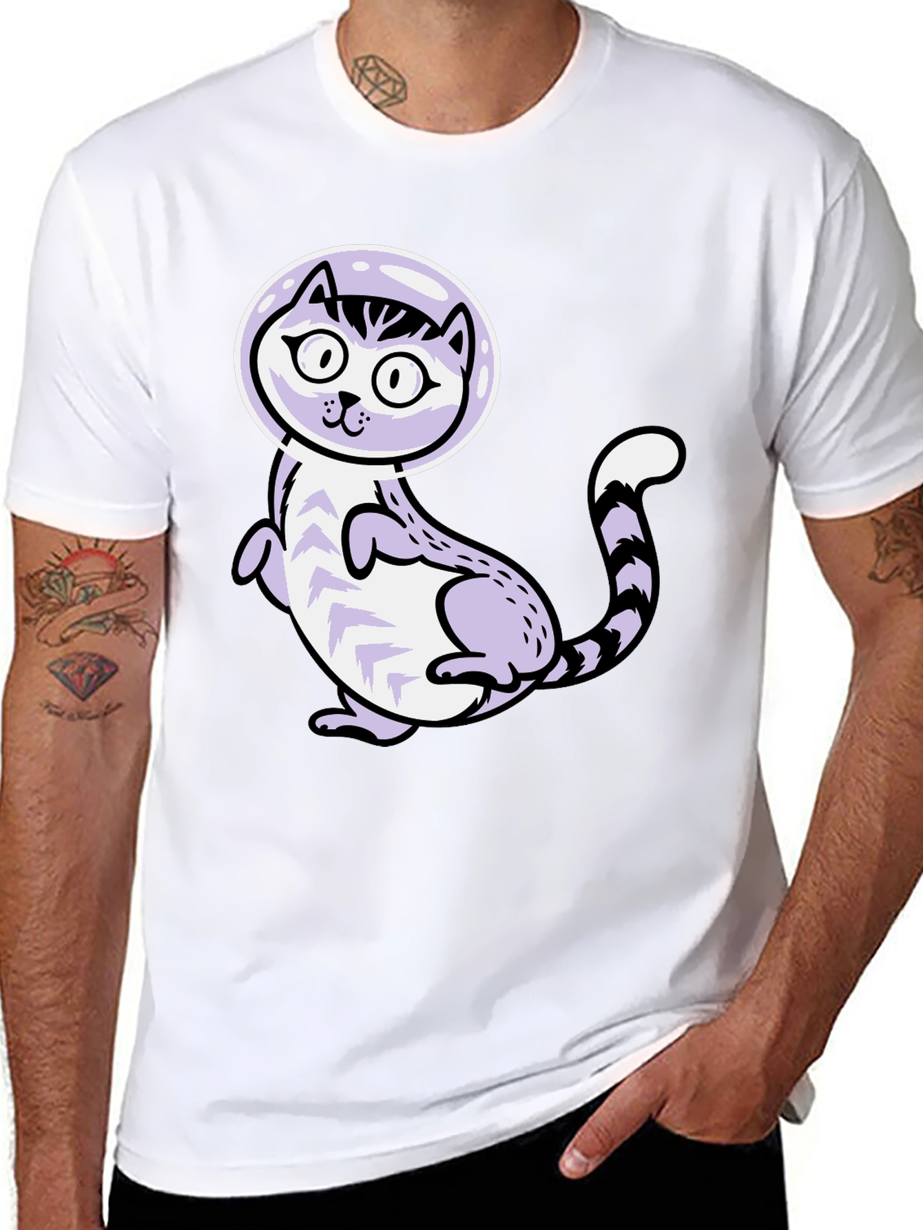 Cool Cat Astronaut Graphic T-Shirt
