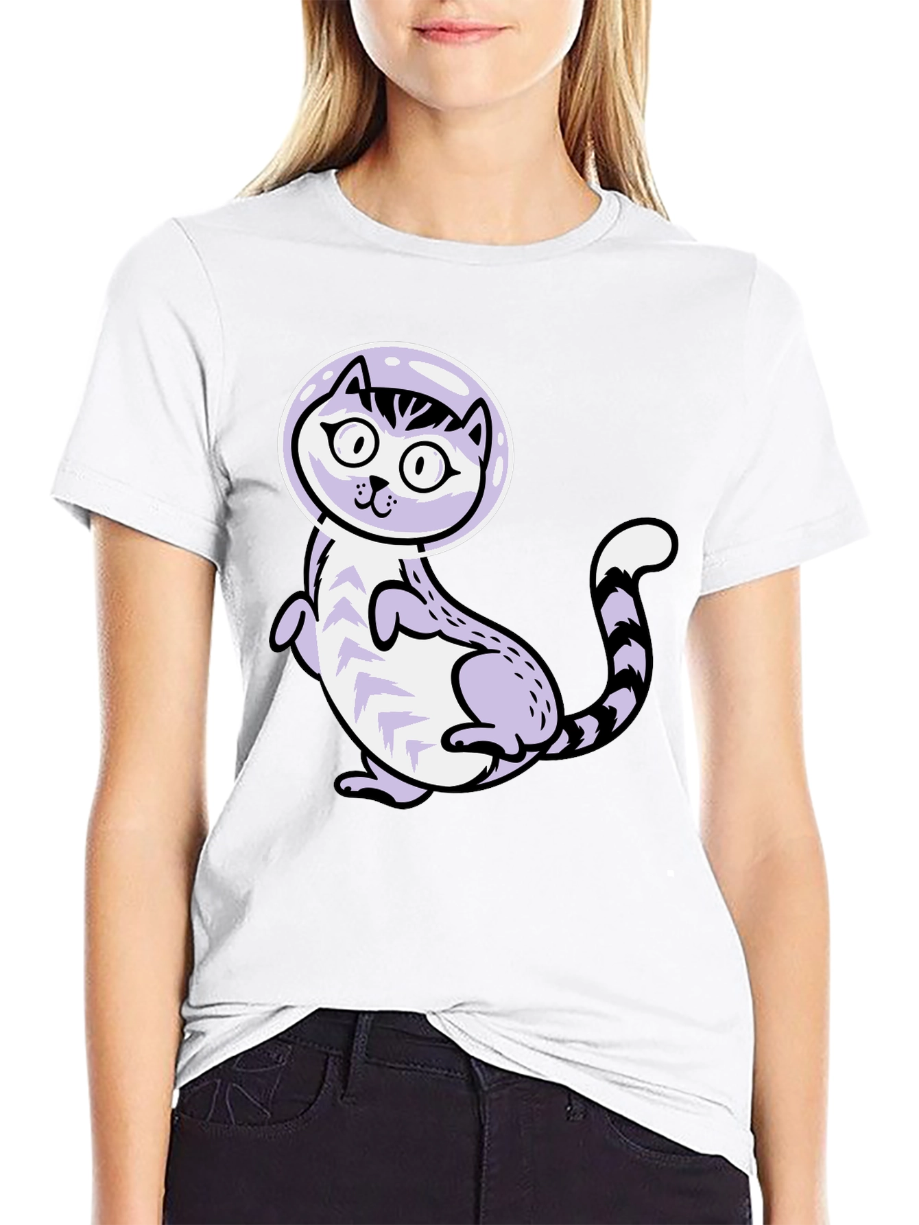 Cool Cat Astronaut Graphic T-Shirt