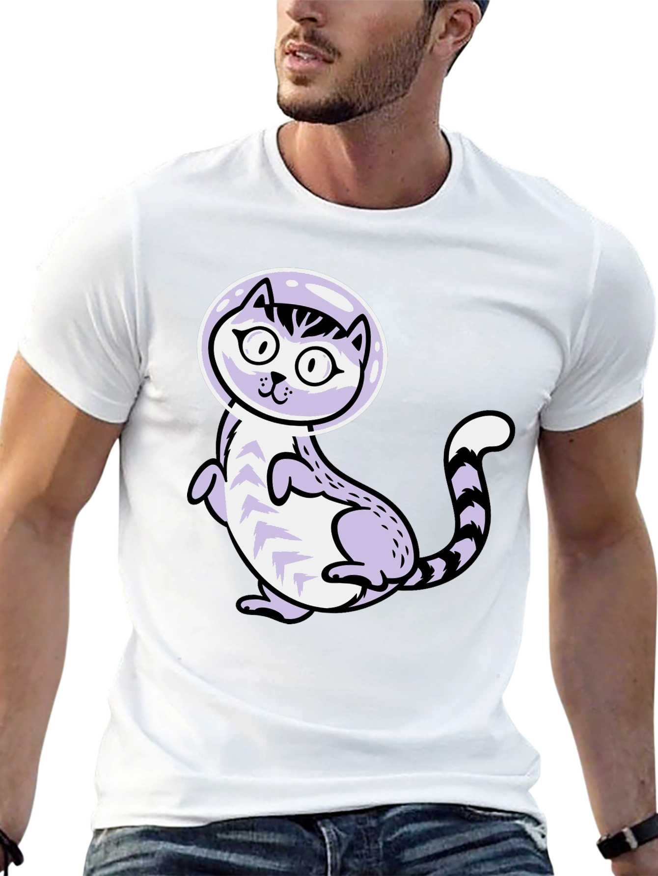 Cool Cat Astronaut Graphic T-Shirt