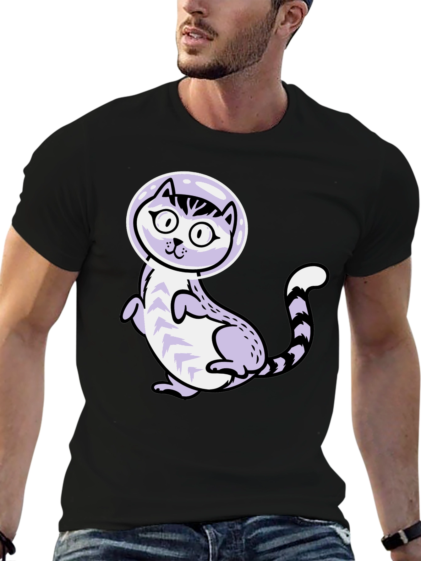 Cool Cat Astronaut Graphic T-Shirt