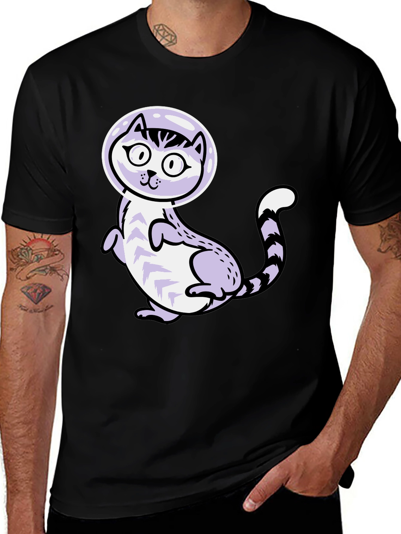 Cool Cat Astronaut Graphic T-Shirt