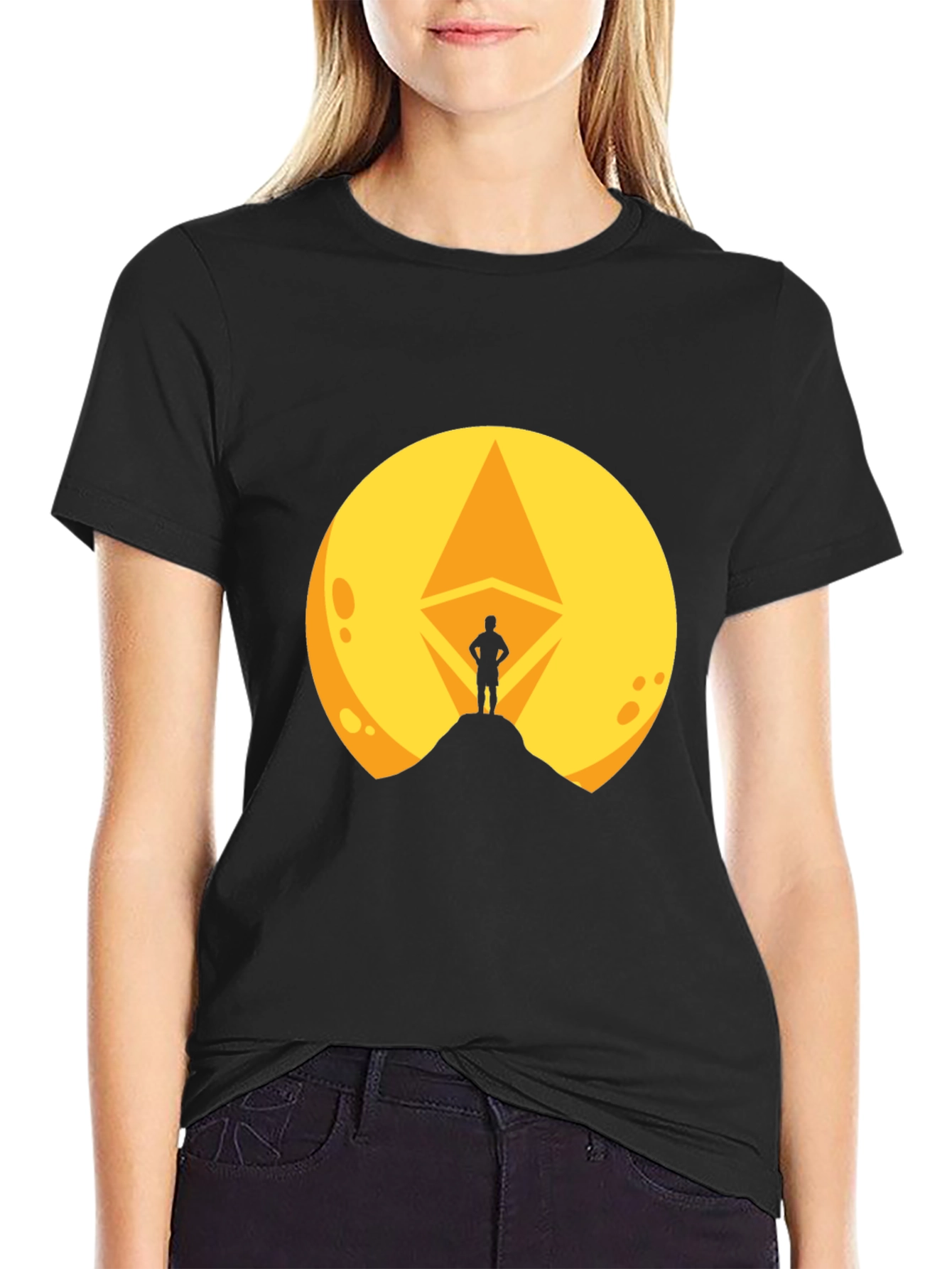 Ethereum Crypto Moon T-Shirt - Black Graphic Tee