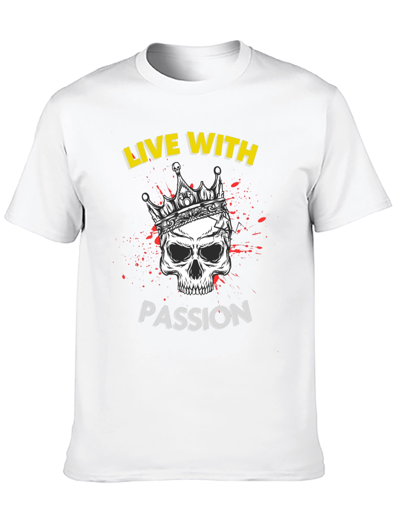 Live With Passion Skull Graphic Tee - Black