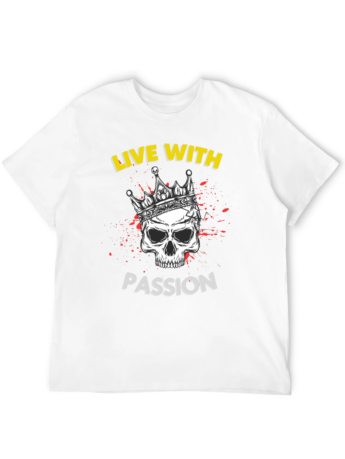 Live With Passion Skull Graphic Tee - Black