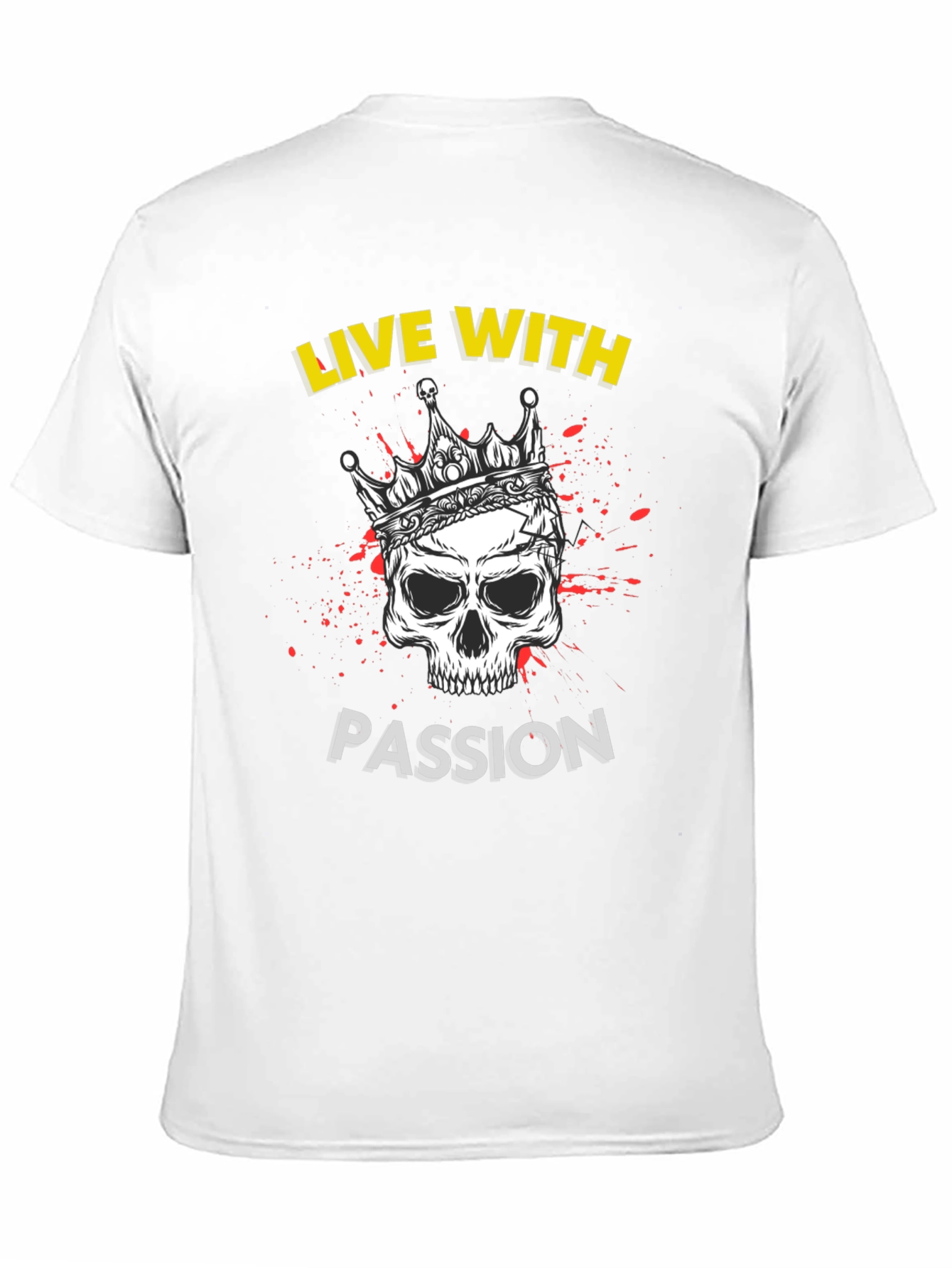 Live With Passion Skull Graphic Tee - Black