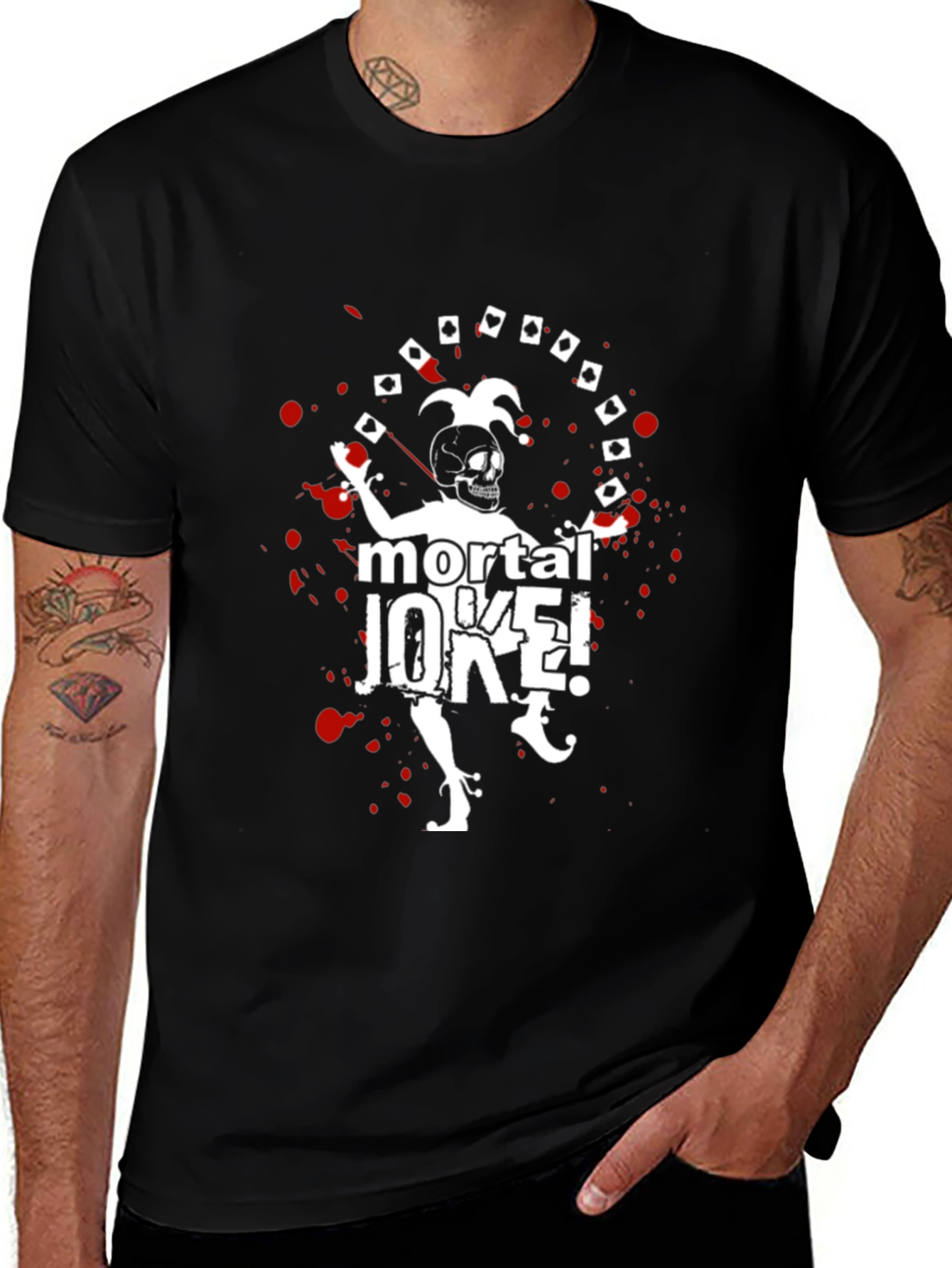 Mortal Joke Graphic T-Shirt - Skull Jester Design