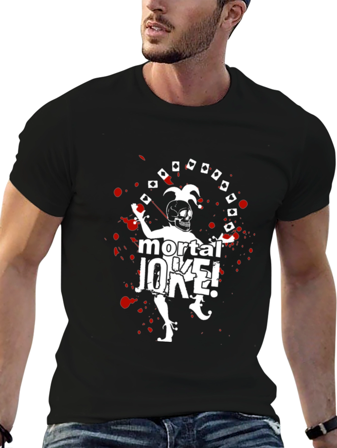 Mortal Joke Graphic T-Shirt - Skull Jester Design