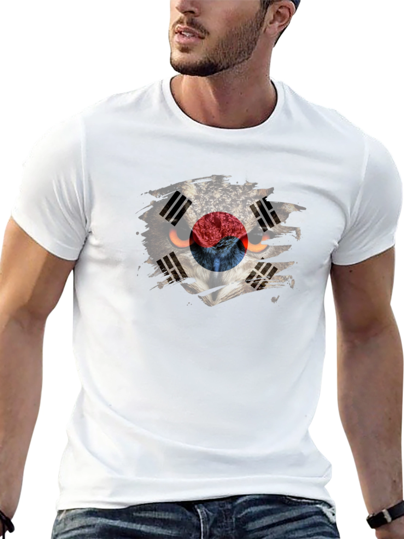 South Korea Flag Owl Graphic T-Shirt