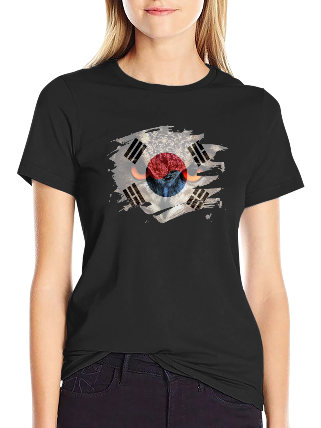South Korea Flag Owl Graphic T-Shirt