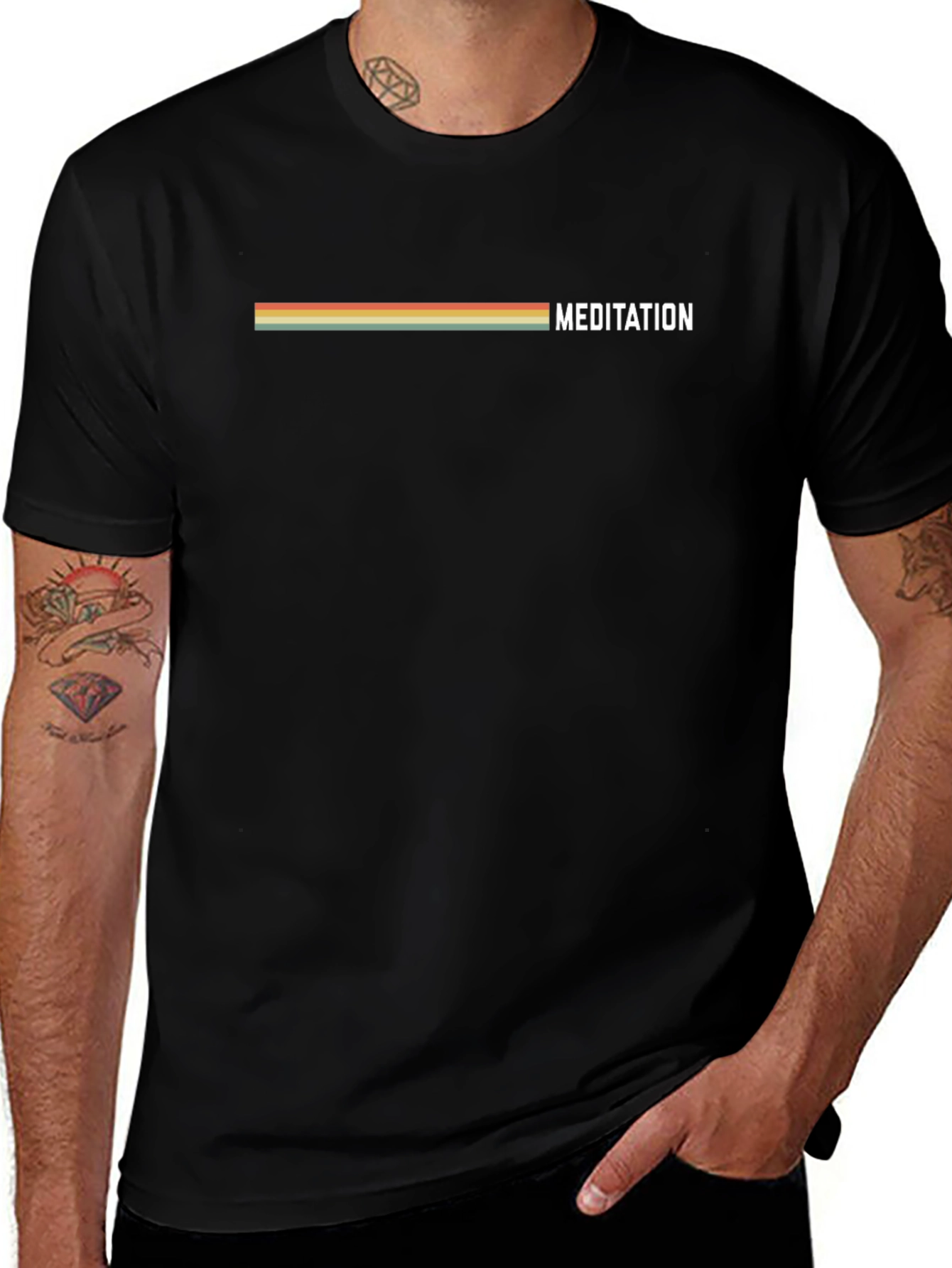 Meditation Tee - Retro Stripe Design
