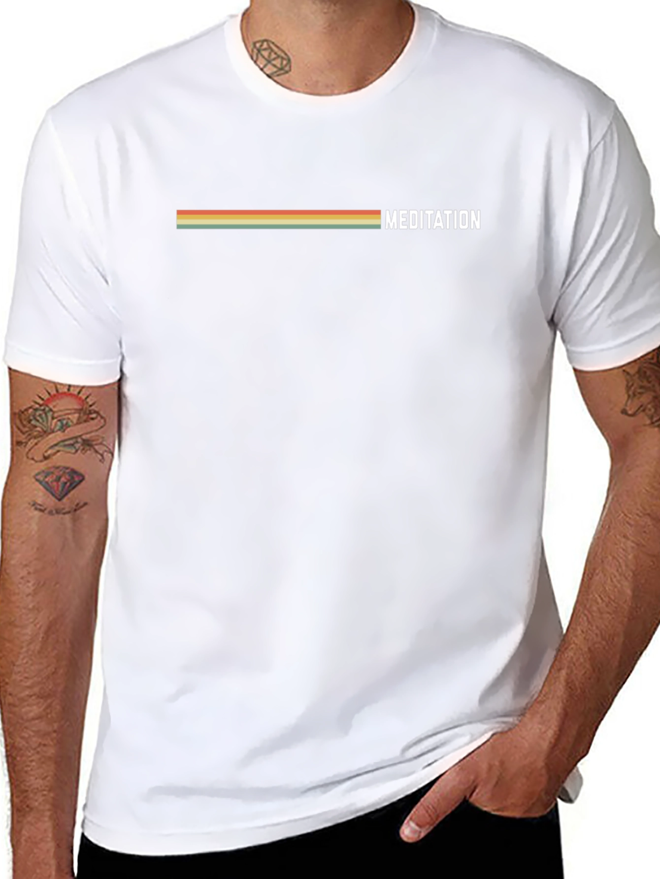 Meditation Tee - Retro Stripe Design