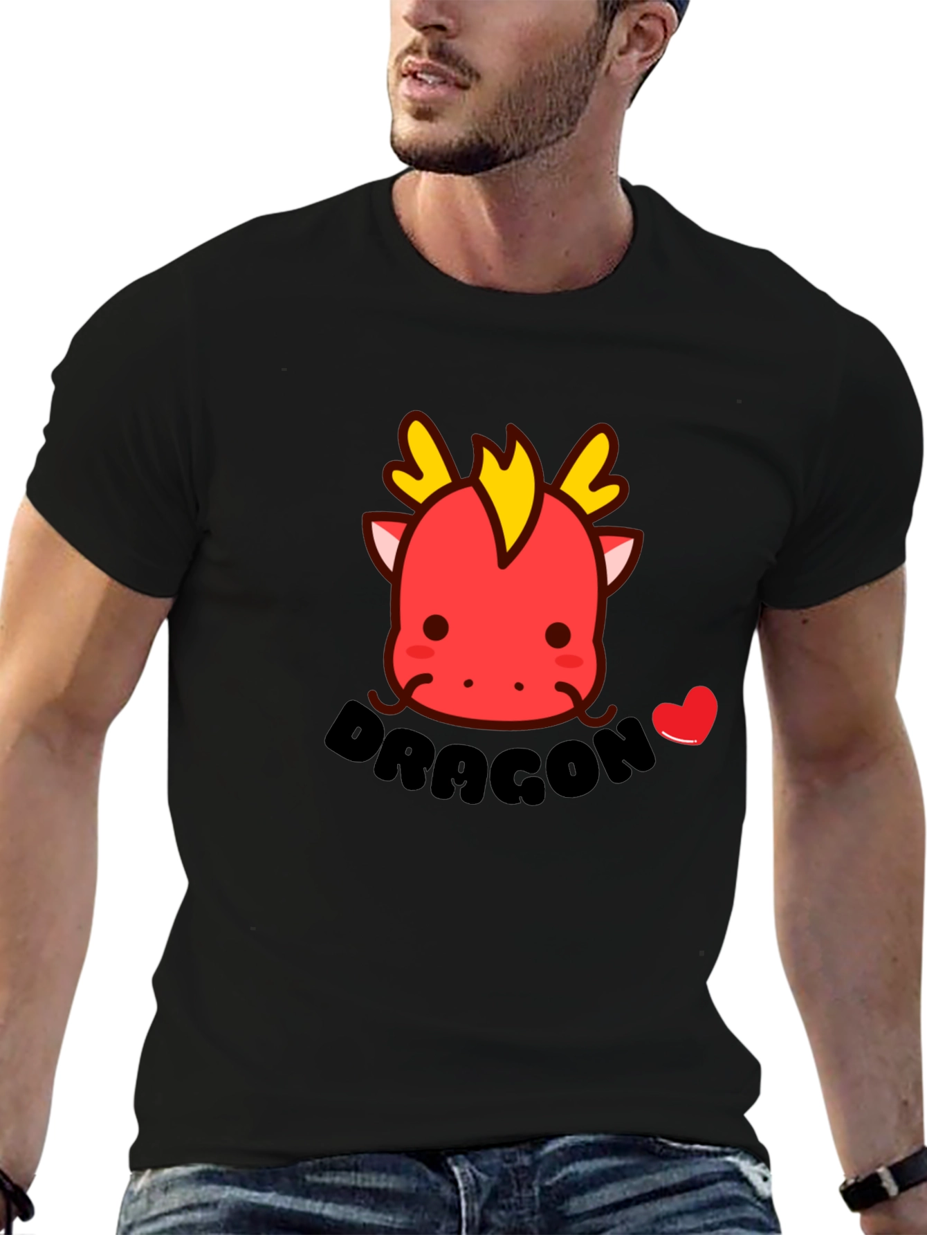 Cute Dragon T-Shirt - Black Cotton Tee