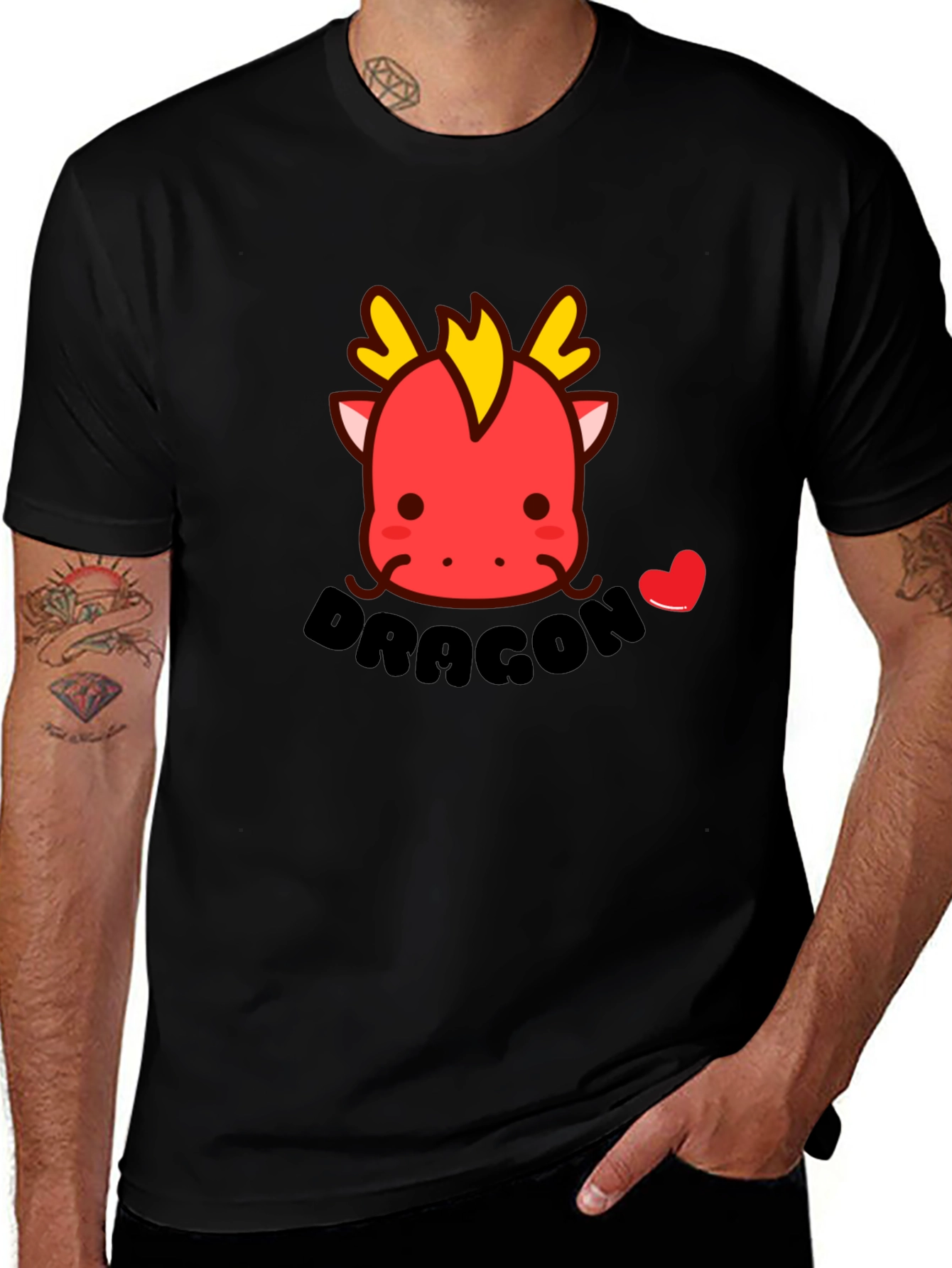 Cute Dragon T-Shirt - Black Cotton Tee
