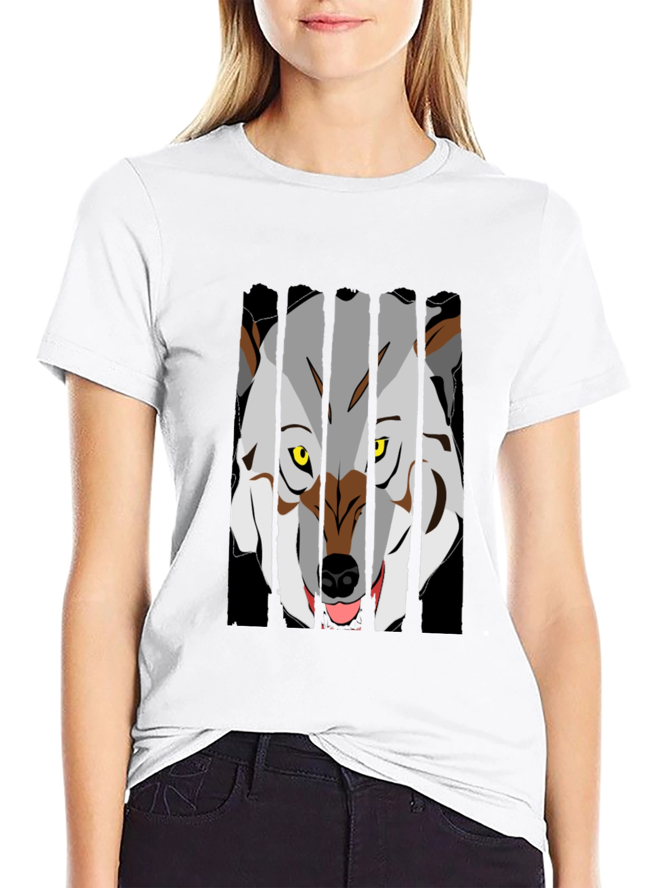 Wolf Graphic T-Shirt - Black Crew Neck Tee