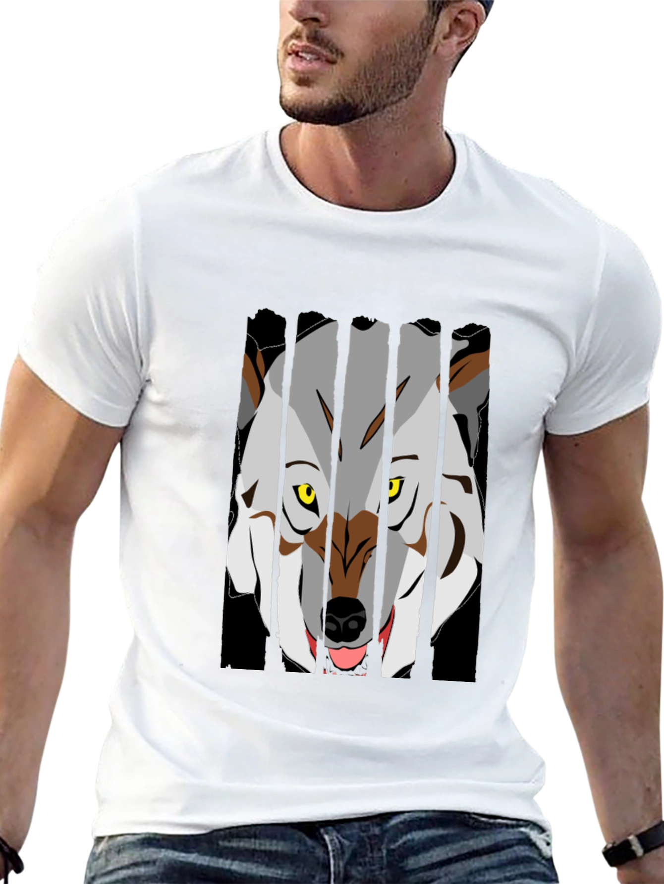 Wolf Graphic T-Shirt - Black Crew Neck Tee