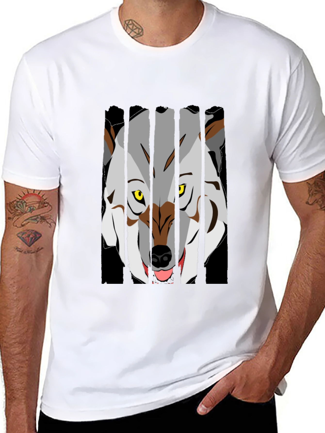 Wolf Graphic T-Shirt - Black Crew Neck Tee