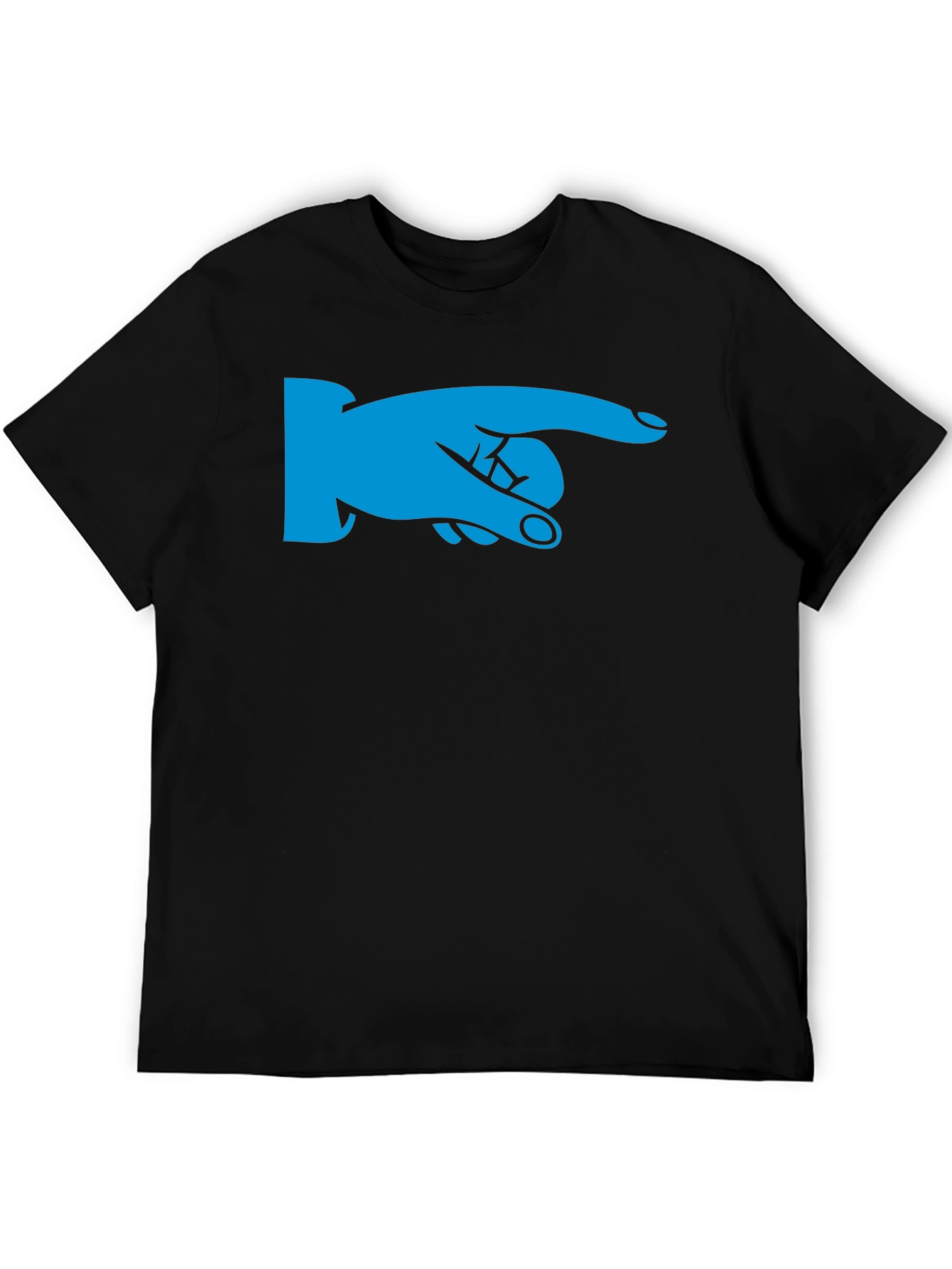 Pointing Finger Graphic Tee - Black Cotton Shirt