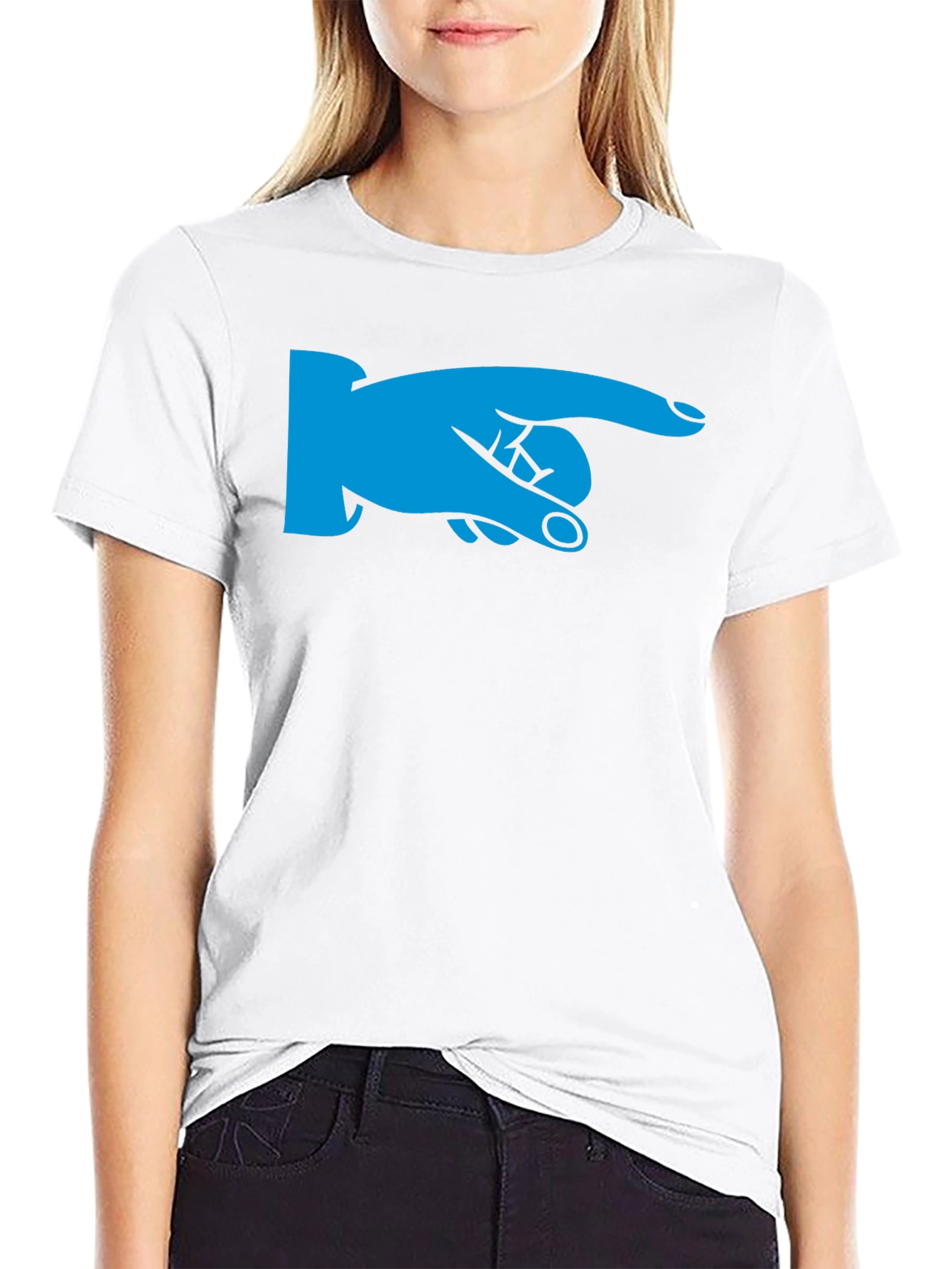 Pointing Finger Graphic Tee - Black Cotton Shirt