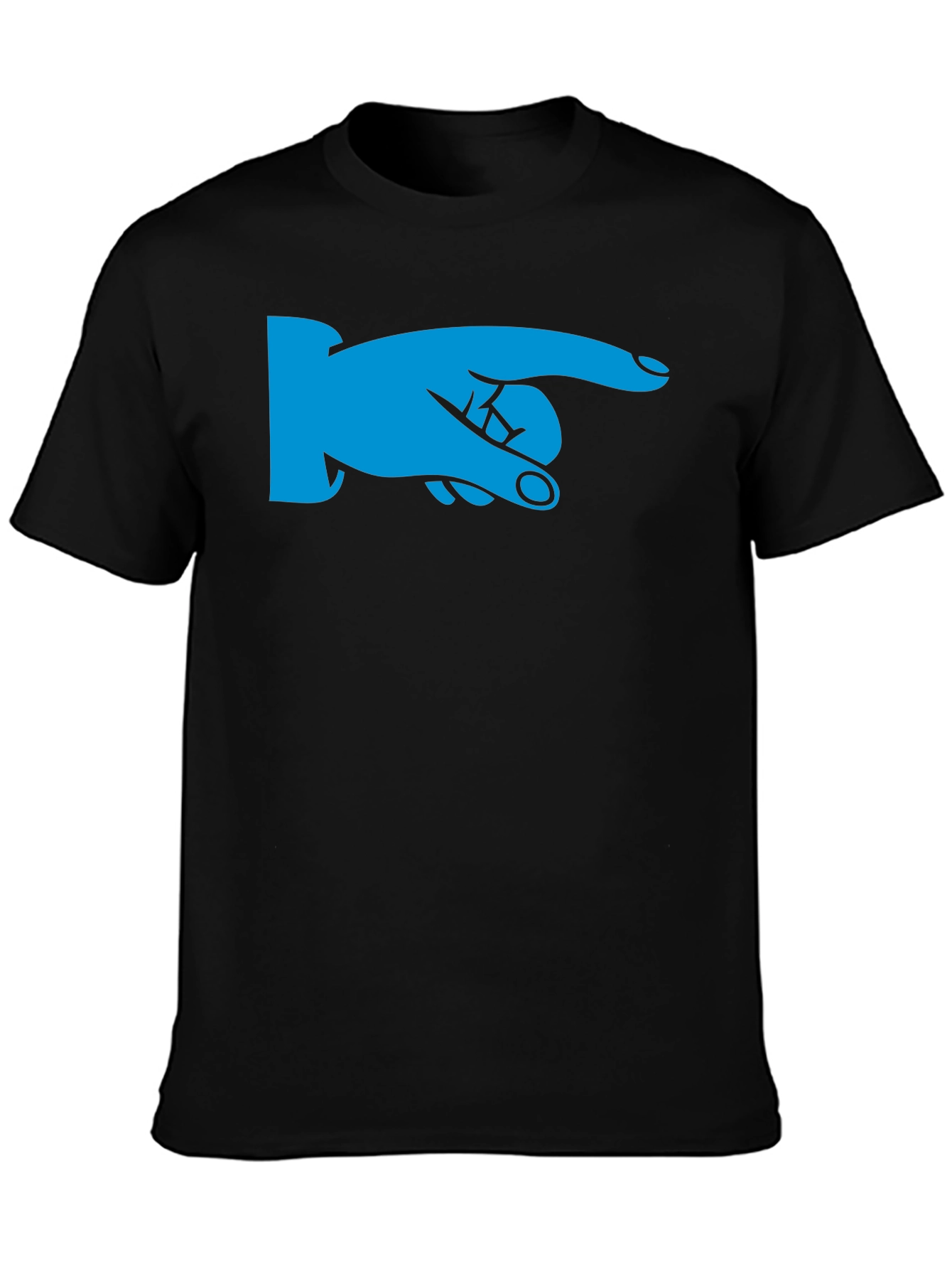 Pointing Finger Graphic Tee - Black Cotton Shirt