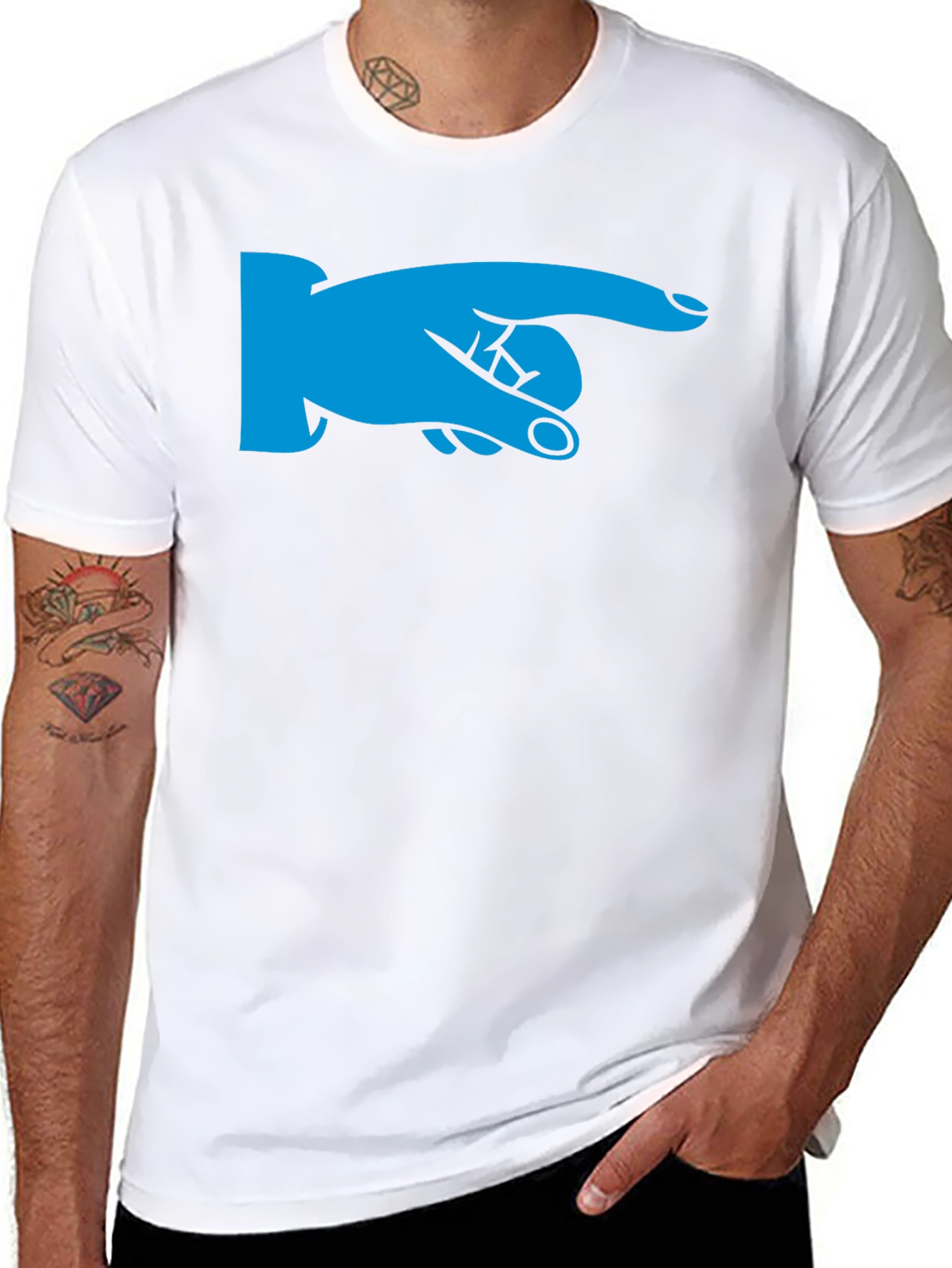 Pointing Finger Graphic Tee - Black Cotton Shirt