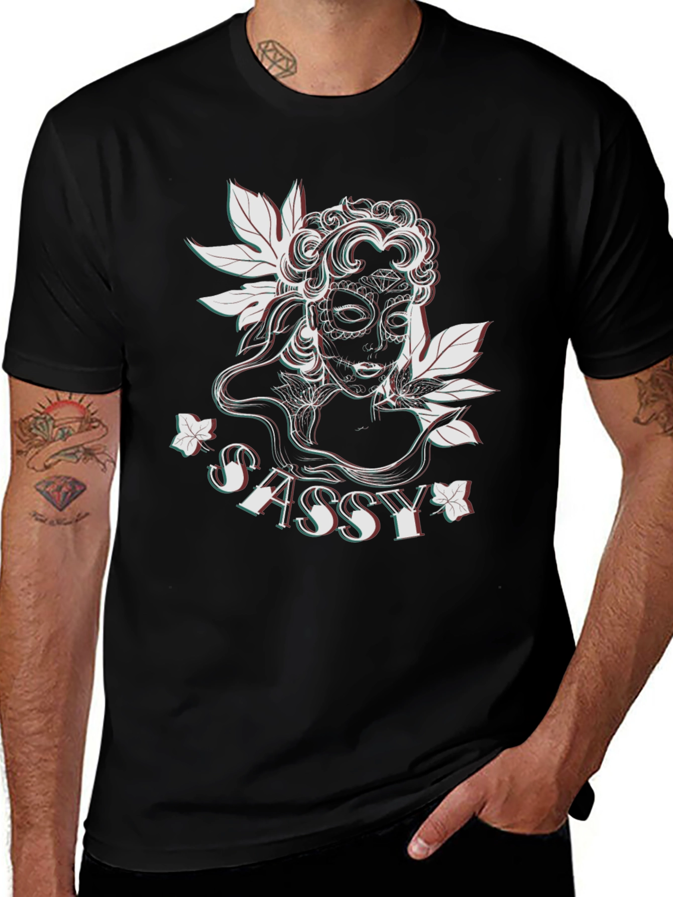Sassy Sugar Skull Graphic Tee - Black