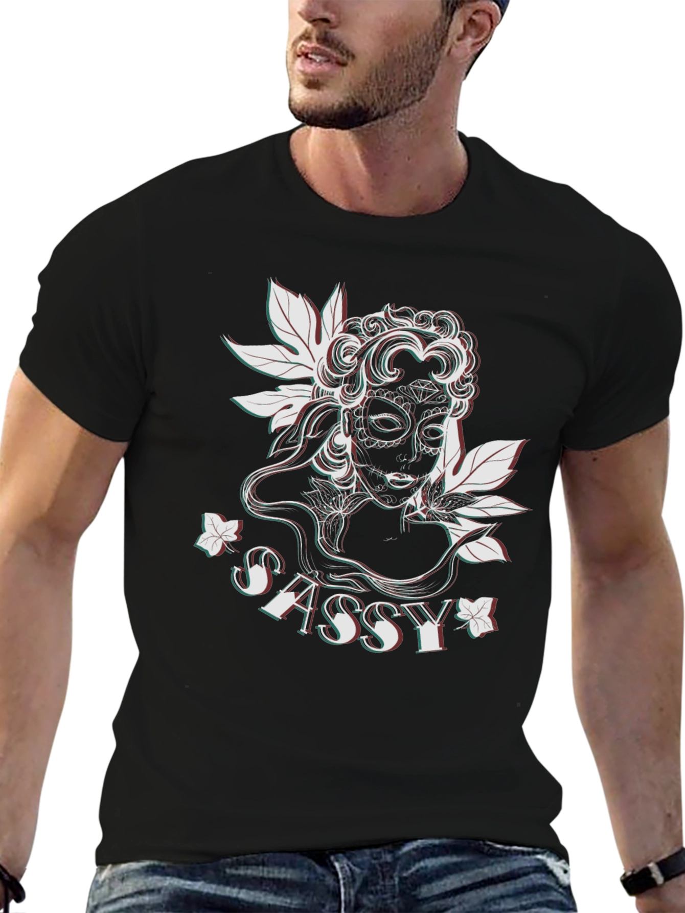 Sassy Sugar Skull Graphic Tee - Black