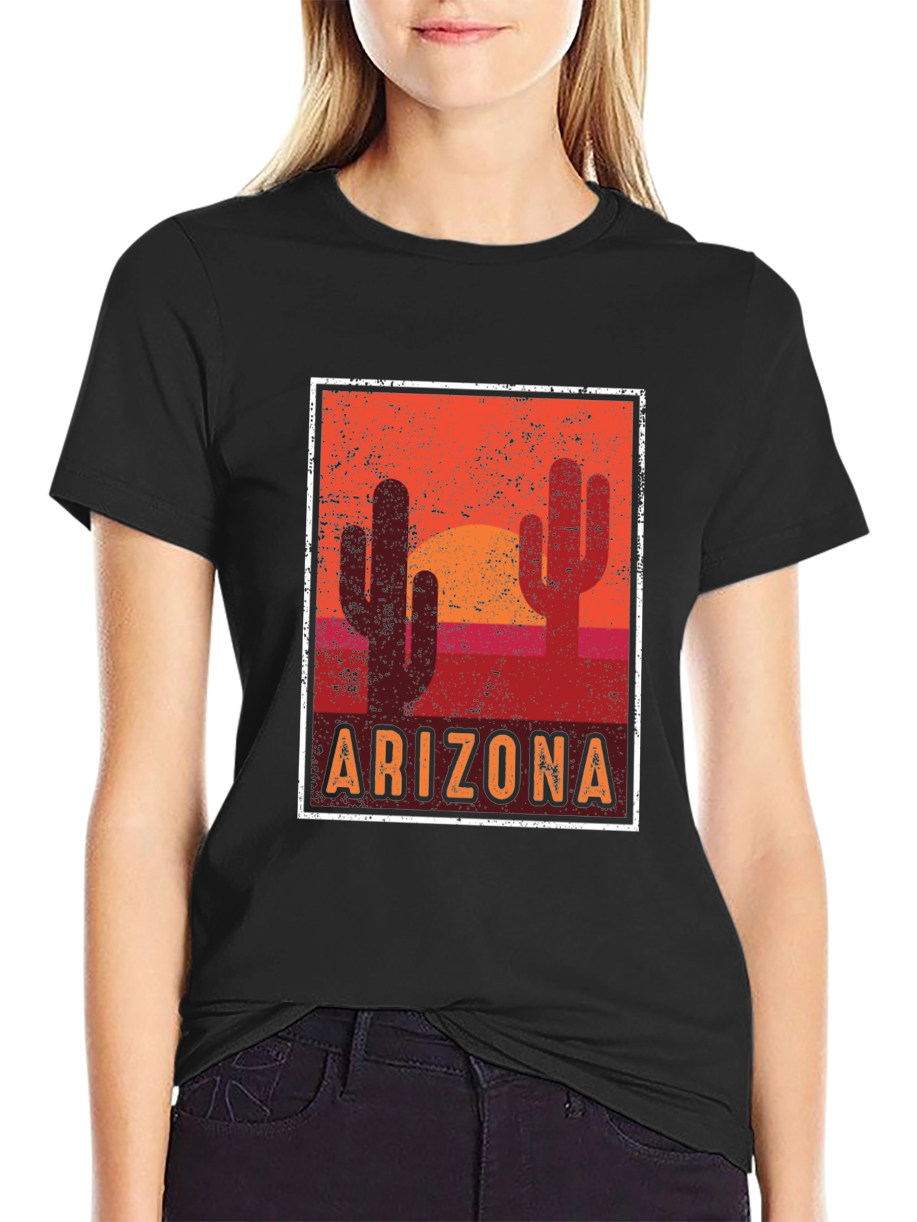 Arizona Desert Graphic Tee - Cacti Sunset Design