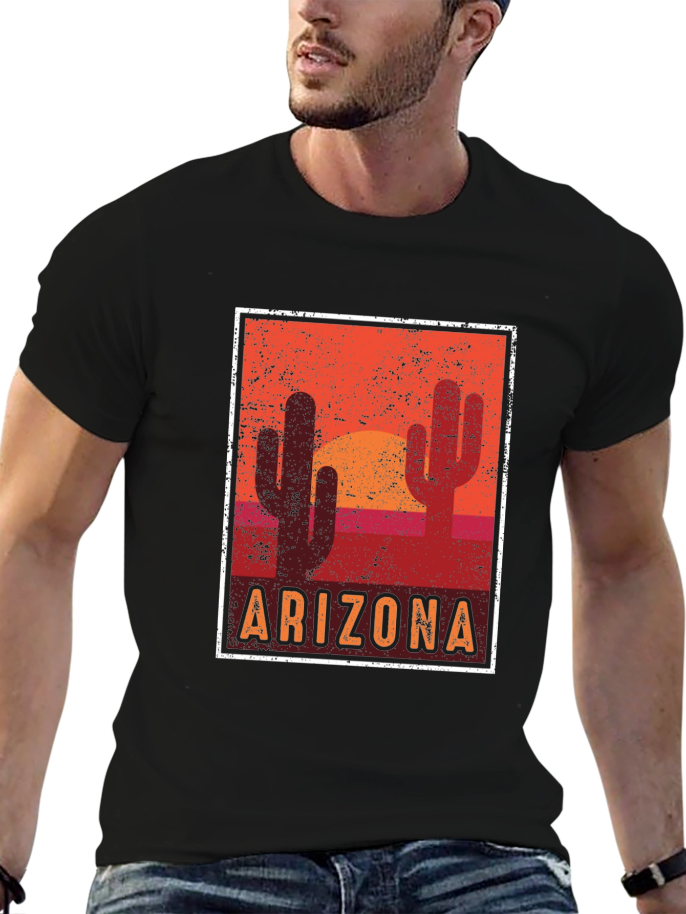 Arizona Desert Graphic Tee - Cacti Sunset Design