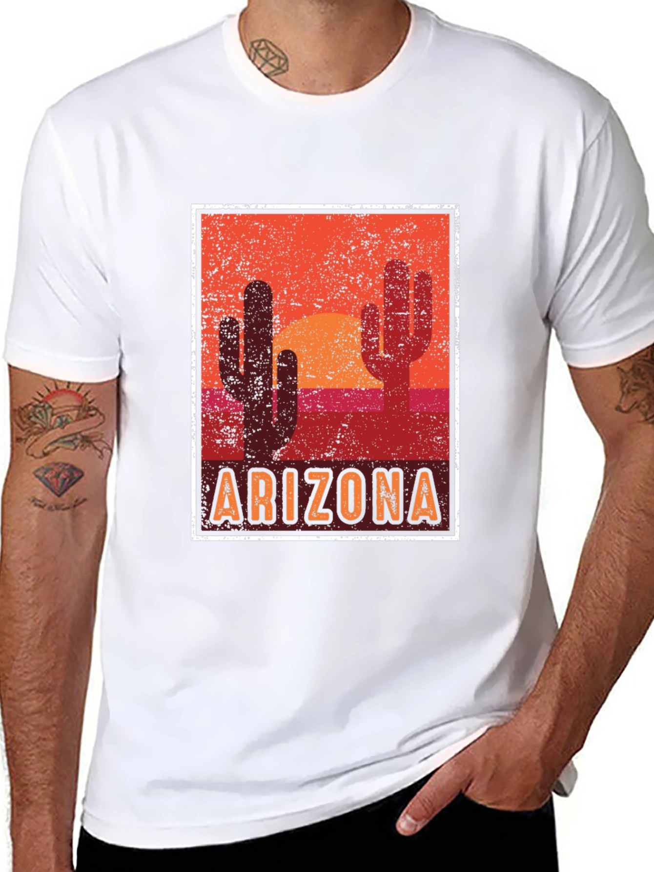 Arizona Desert Graphic Tee - Cacti Sunset Design