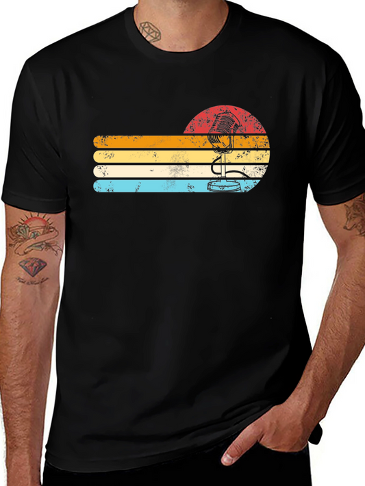 Retro Microphone Graphic Tee - Vintage Style Shirt